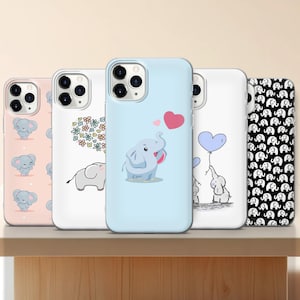 Custodia per telefono con elefante carino / Custodia per iPhone 16 15 Samsung S25 con animaletto / Custodia per arte per bambini kawaii