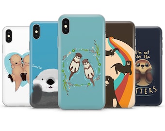 Adorable cute otters phone case for iPhone 15 Pro Max, 14 Plus, 13, 12, 11 & Samsung S24, S23, A54, Pixel 8 Pro, 7