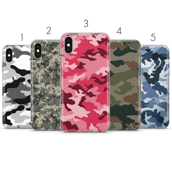 Patrón de camuflaje tema de camuflaje colorida cubierta de funda de teléfono invisible para iPhone 15 Pro, 14 Plus, 13, Samsung S24, S23, Pixel 8 Pro, 7