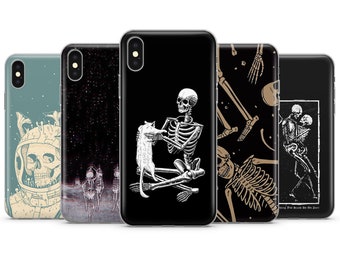 Étui de téléphone squelette Trippy, coque de téléphone Spooky Skellington pour iPhone 15 Pro Max, 14 Plus, 13, 12, 11, et Samsung S24, S23, A54, Pixel 8 Pro, 7