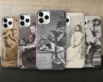 Francisco Goya Etchings, Zeichnung, schwarz weiß, Horror Handyhülle für iPhone 7, 8, 11, 12, Galaxy S10, S20, A40, A50, A51, P20, P30