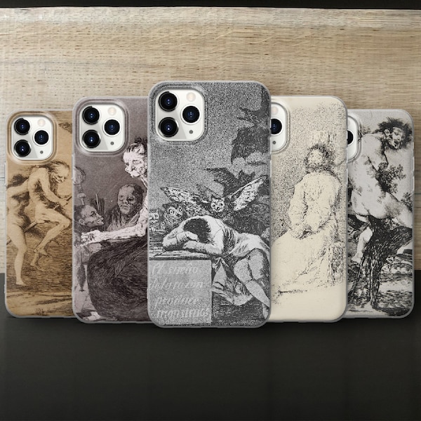 Francisco Goya Grabados, Dibujo, Blanco y Negro, funda de teléfono de terror para iPhone 7, 8, 11, 12, Galaxy S10, S20, A40, A50, A51, P20, P30