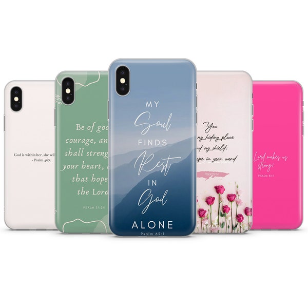 Christian Psalms phone case, Bible Verse cover for iPhone 7, 8, 11, 12, Galaxy S10, S20, A40, A50, A51,  P20, P30