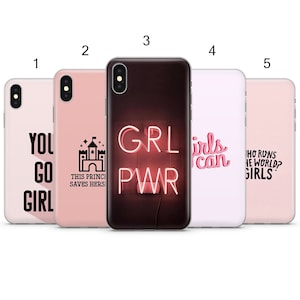Girl power, simple cadeau inspirant pour le féminisme rose, coque pour iPhone 15 Pro, 14 Plus, 13, Samsung S24, S23, Pixel 8 Pro, 7