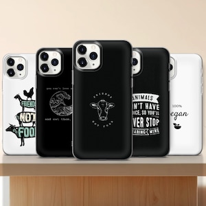 Vegan Statement Phone Case | Plant Based iPhone 16 15 14 Samsung S25 Huawei Pixel | Minimalist Vegetarian Animal Rights Cover