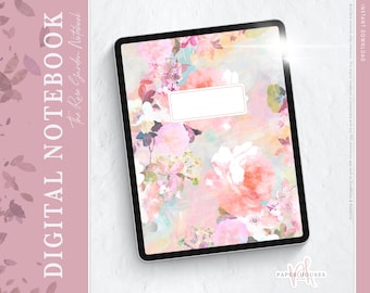 CUADERNO DIGITAL - El cuaderno del jardín de rosas / Papel liso, forrado, punteado y cuadriculado / Diario de balas / Bujo / Cuaderno digital / Planificador digital