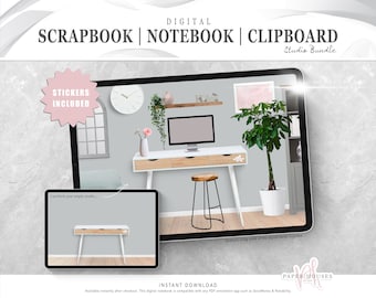 SCRAPBOOK NUMÉRIQUE ET CAHIER DE NOTES - Bundle Studio | Journal / Agenda iPad / Agenda numérique / Presse-papiers / Stickers numériques / Album photo