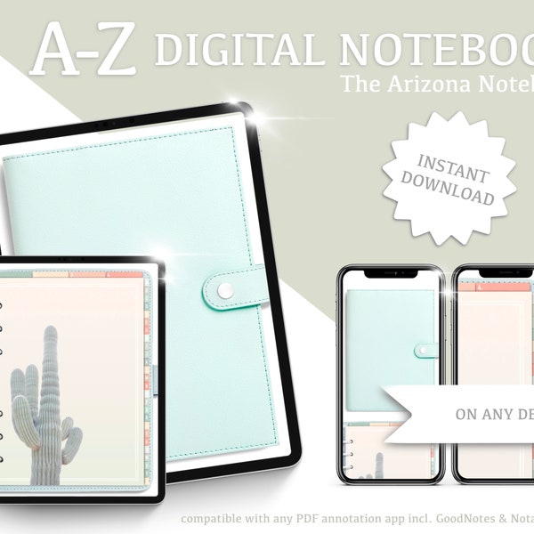 A-Z Digital Notebook - The Arizona Notebook / BUJO / Digital Planner / Alphabet Planner / Journal / iPad Planner / GoodNotes / Notability