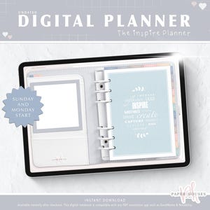 DIGITAL PLANNER | The Inspire Planner | Sunday & Monday Start / Undated / Hyperlinked / Monthly Weekly Daily Layouts, Health / Finance etc.