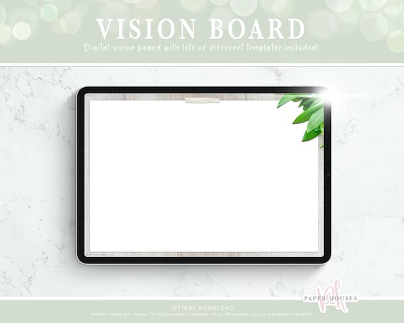 VISION BOARD | Digital Dream Board / Mood Board / Bulletin Board / Digital Planner / Goal Template / iPad Planner / GoodNotes / Notability