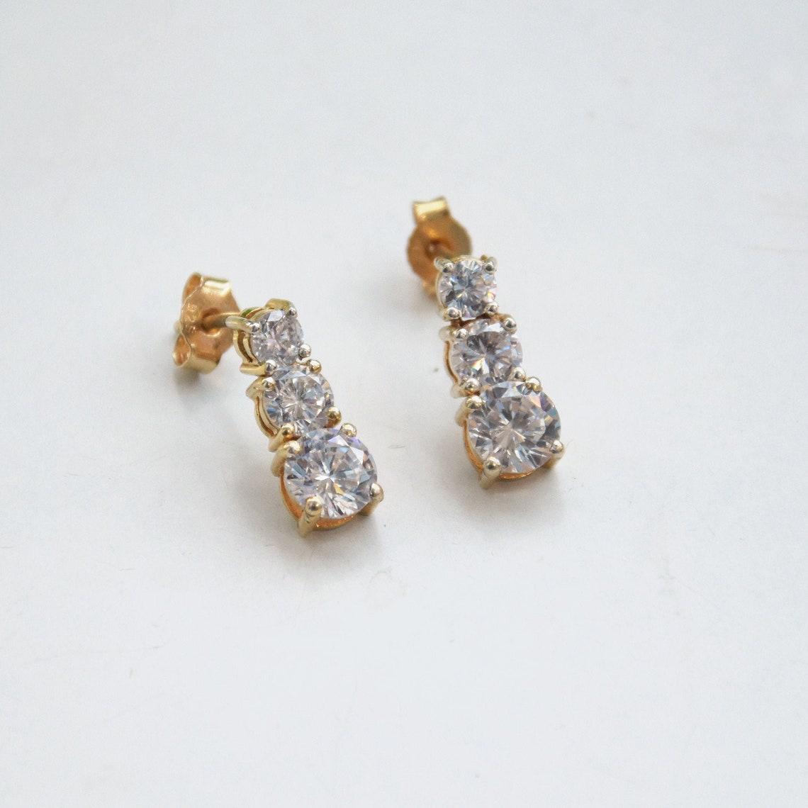 White Zircon Earring, 925 Sterling Silver Earring, Gold Plated Earring