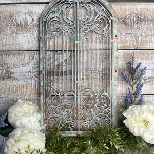 Ornate Patina finish 'faux" Wrought Iron wall panel, Cathedral Window,Vintage look, Laser Cut, Home Decor, Antique finish