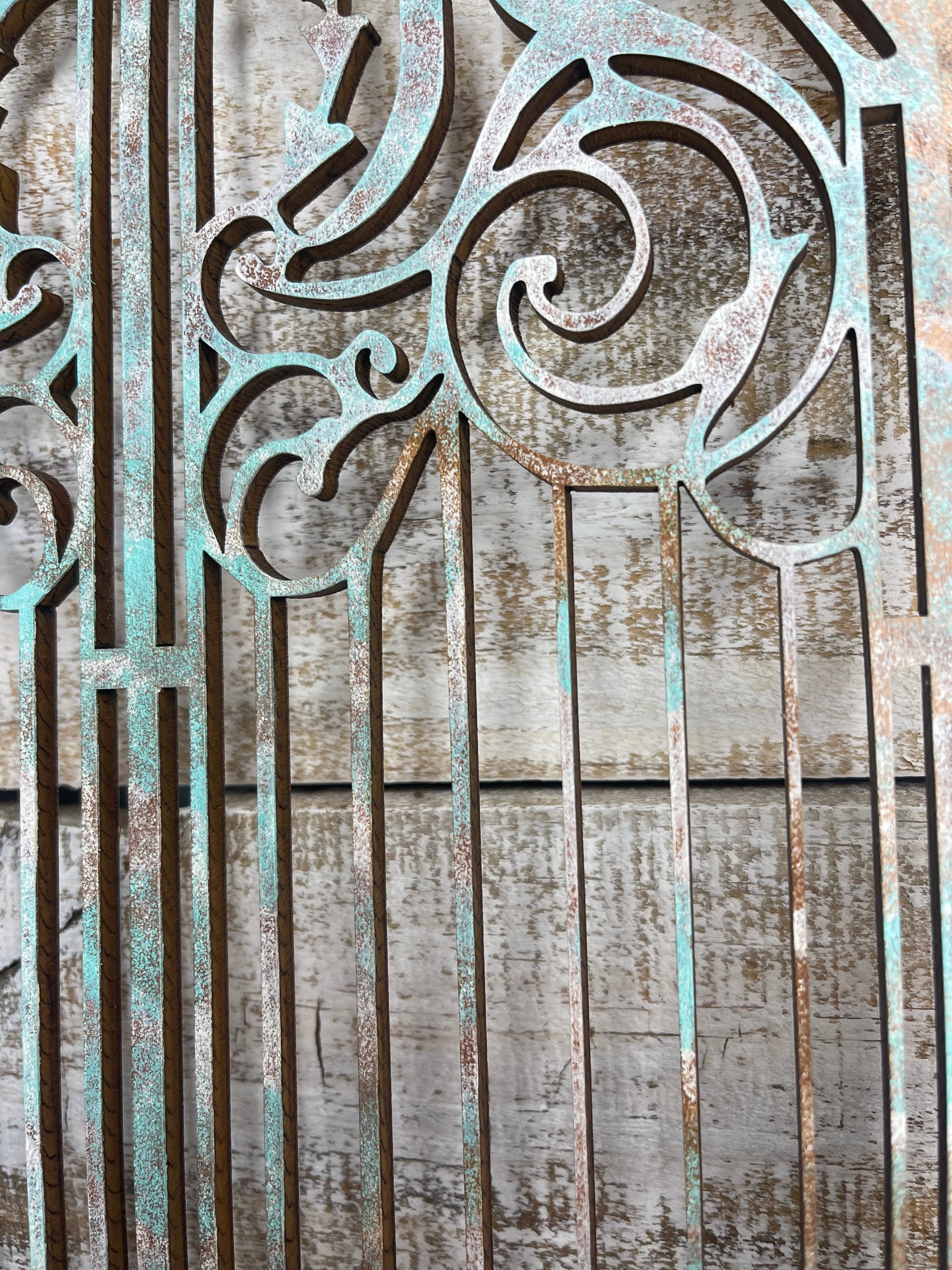 Antique Grey Iron Window Frame 68 X 49 Cm