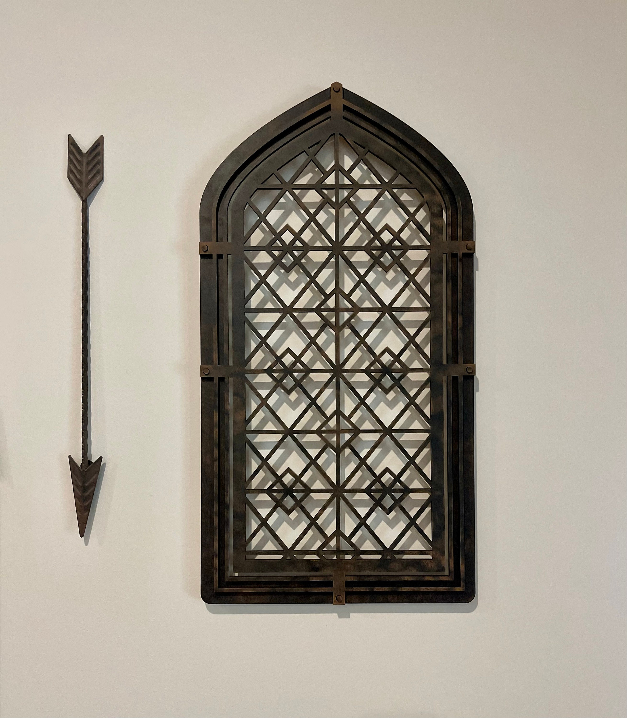 Cathedral Style "faux Wrought Iron" Wall Panels, Church Window Decor