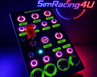 PC USB 30 functions button box with Neon labels sheet for Simracing
