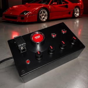 PC USB button Box 12 functions metallic Red back lit buttons sim racing