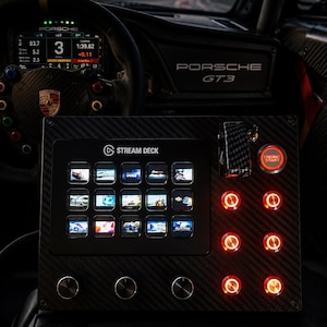 Pc usb stream deck button box 17 functions back-lit Red for simracing with neon stickers sheet