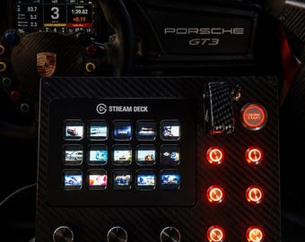 Pc usb stream deck button box 17 functions back-lit Red for simracing with neon stickers sheet
