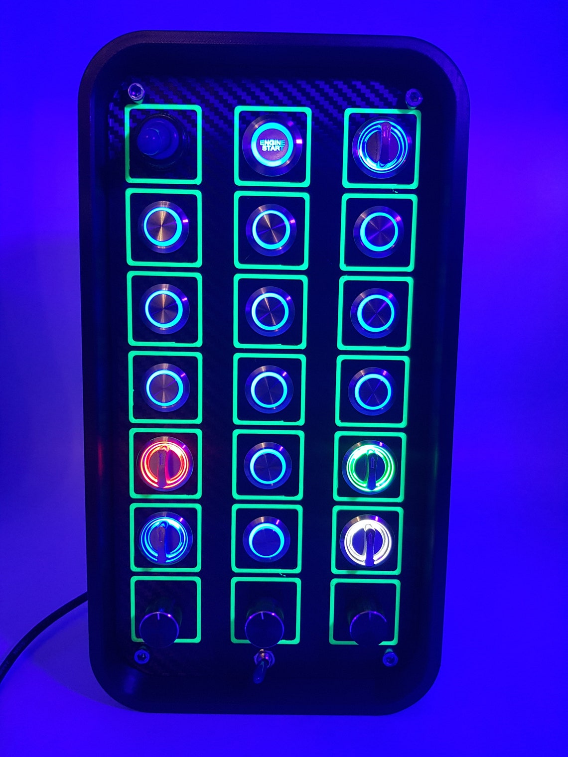 Pc Usb Button Box 3D Printed Carbon Style With Neon Squares (it Glows ...