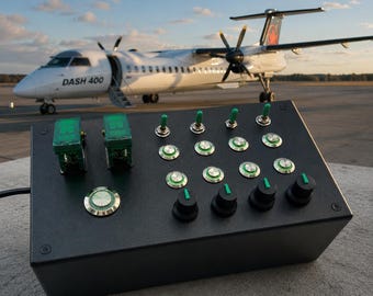 PC USB Button box  31 function metallic back lit Green for flight simulators, Dcs, IL2 Prepar3d, X-plane11, X-plane 12 and msfs2020