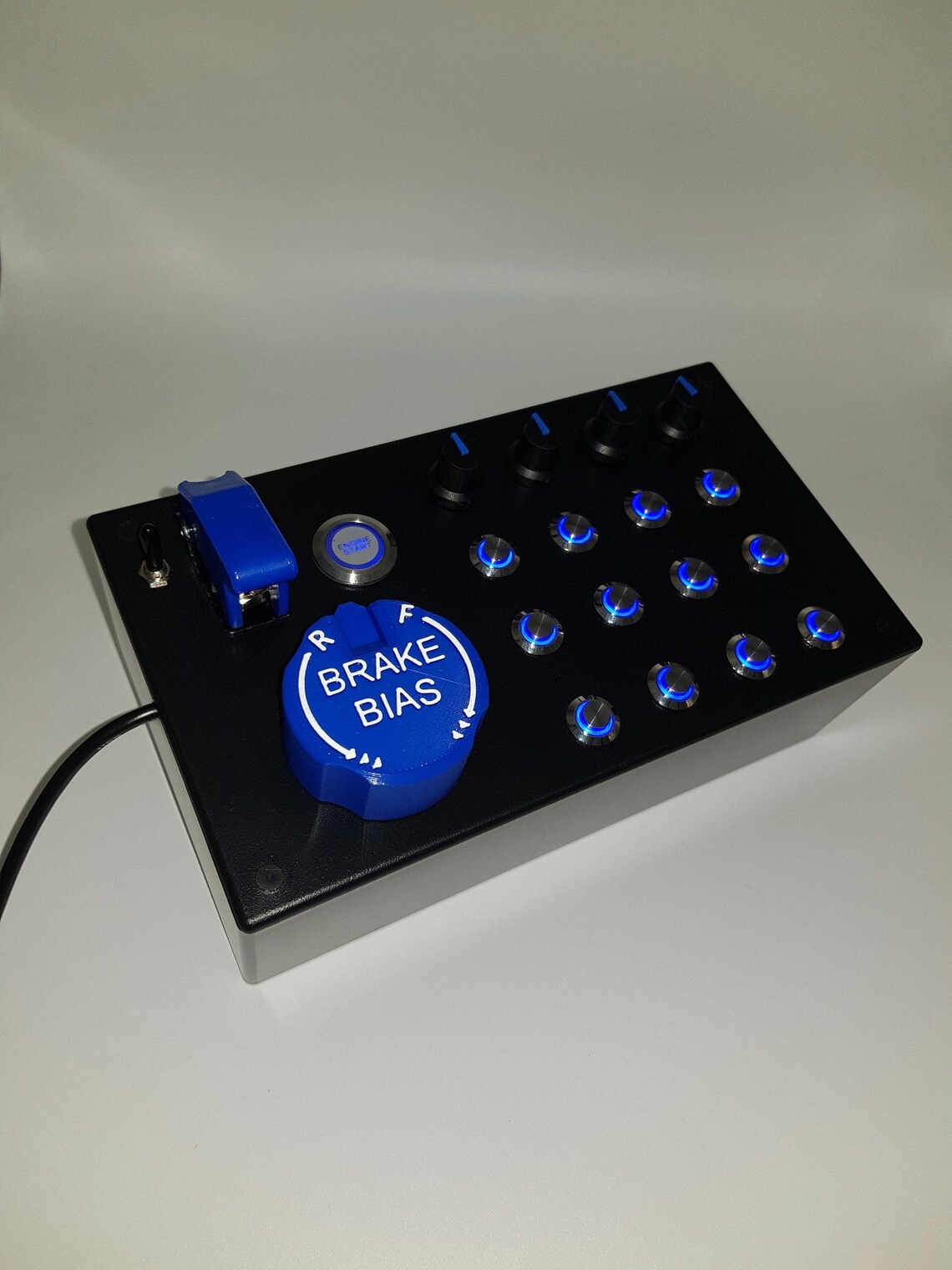 PC USB Button Box 24 Functions Back Lit Blue Sim Racing With Five ...