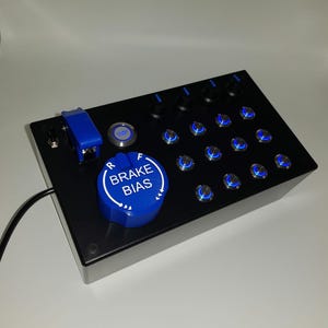 PC USB button Box 24 functions back lit Blue sim racing with five rotary encoders