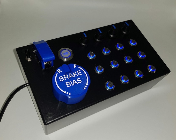 PC USB Button Box 24 Functions Back Lit Blue Sim Racing With Five ...