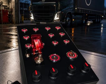 Pc Usb Button box 28 Functions backlit Red with backlit engine start key for ETS2 & ATS
