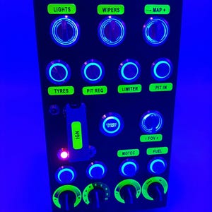 PC USB 30 functions button box with Neon labels sheet for Simracing