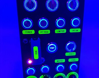 PC USB 30 functions button box with Neon labels sheet for Simracing