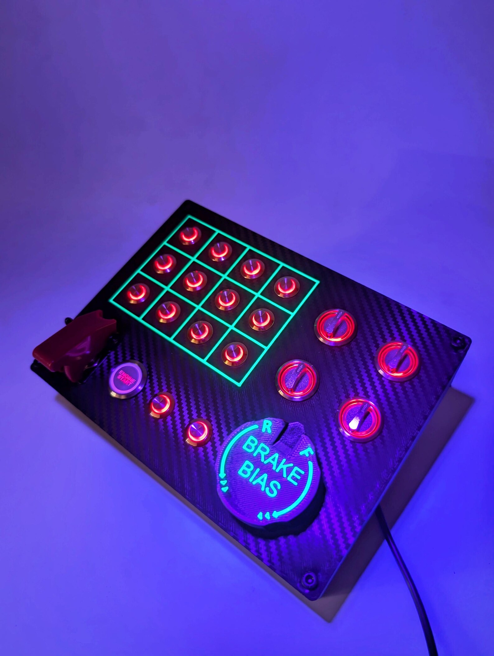 Pc Usb Button Box 3D Printed Carbon Style With Neon Squares 26 ...