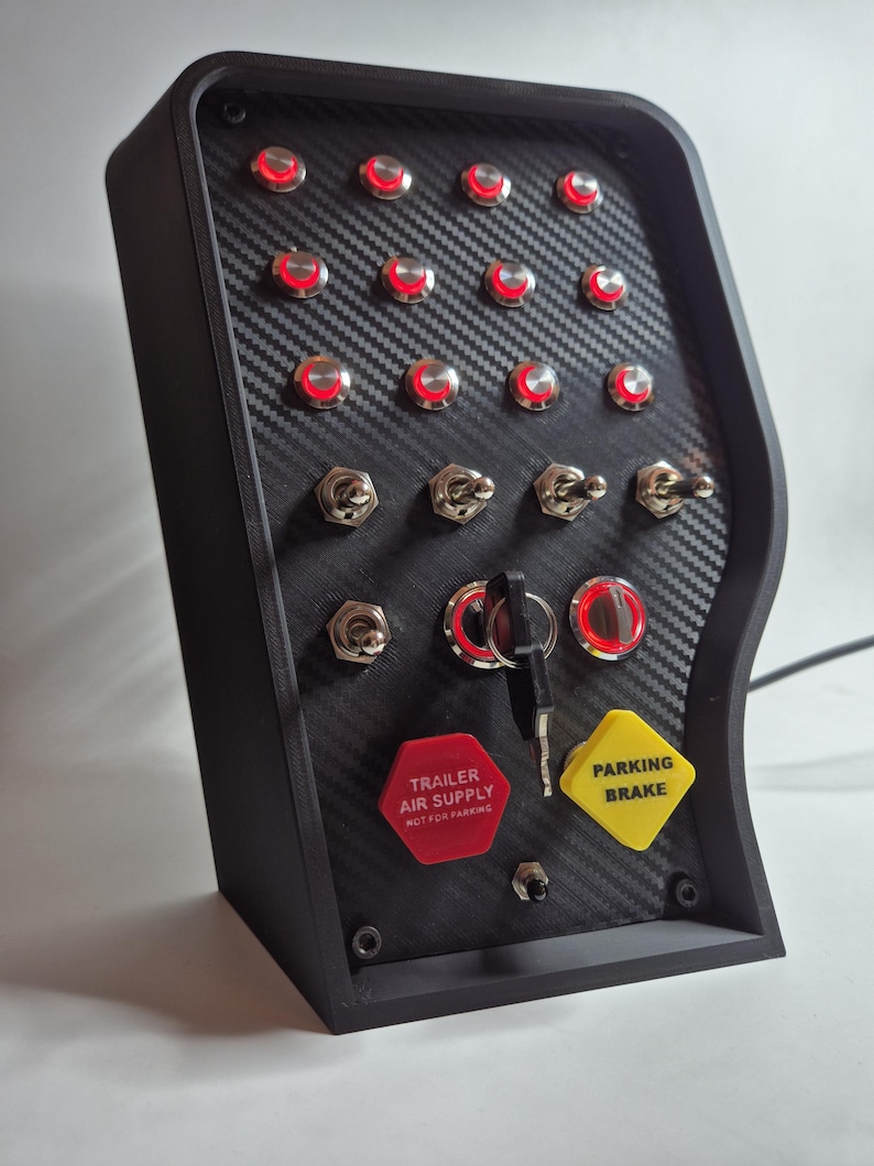 Response Three Button Box For Computer PC USB 3d Printed Tilted Button Box 22 Functions Back-lit Red for Truck ...