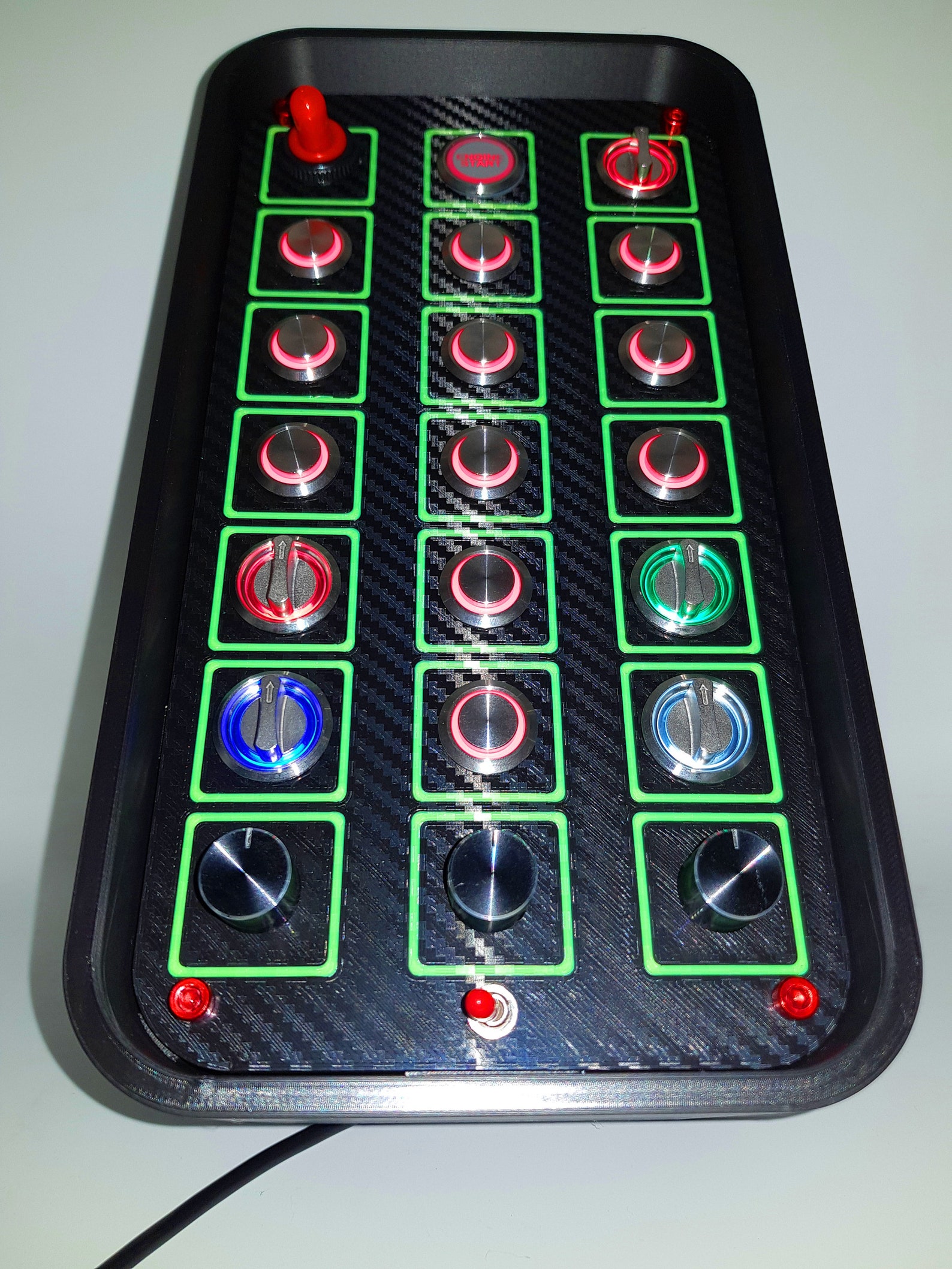 Pc Usb Button Box 3D Printed Carbon Style With Neon Lines 29 Functions ...