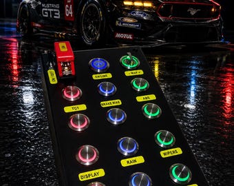 Ps5 Assetto Corsa Competizione usb button box 16 functions back-lit RED/BLUE & GREEN also compatible with F1 22/23 and Project cars 2