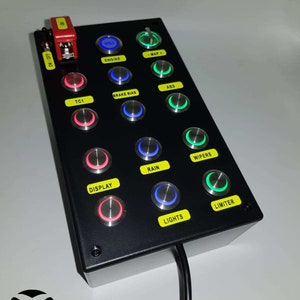 Xbox X Assetto Corsa Competizione USB-knappbox 16 funktioner bakgrundsbelyst RÖD/BLÅ & GRÖN även kompatibel med F1 22/23 och Project Cars 2