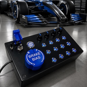 PC USB button Box 24 functions back lit Blue sim racing with five rotary encoders