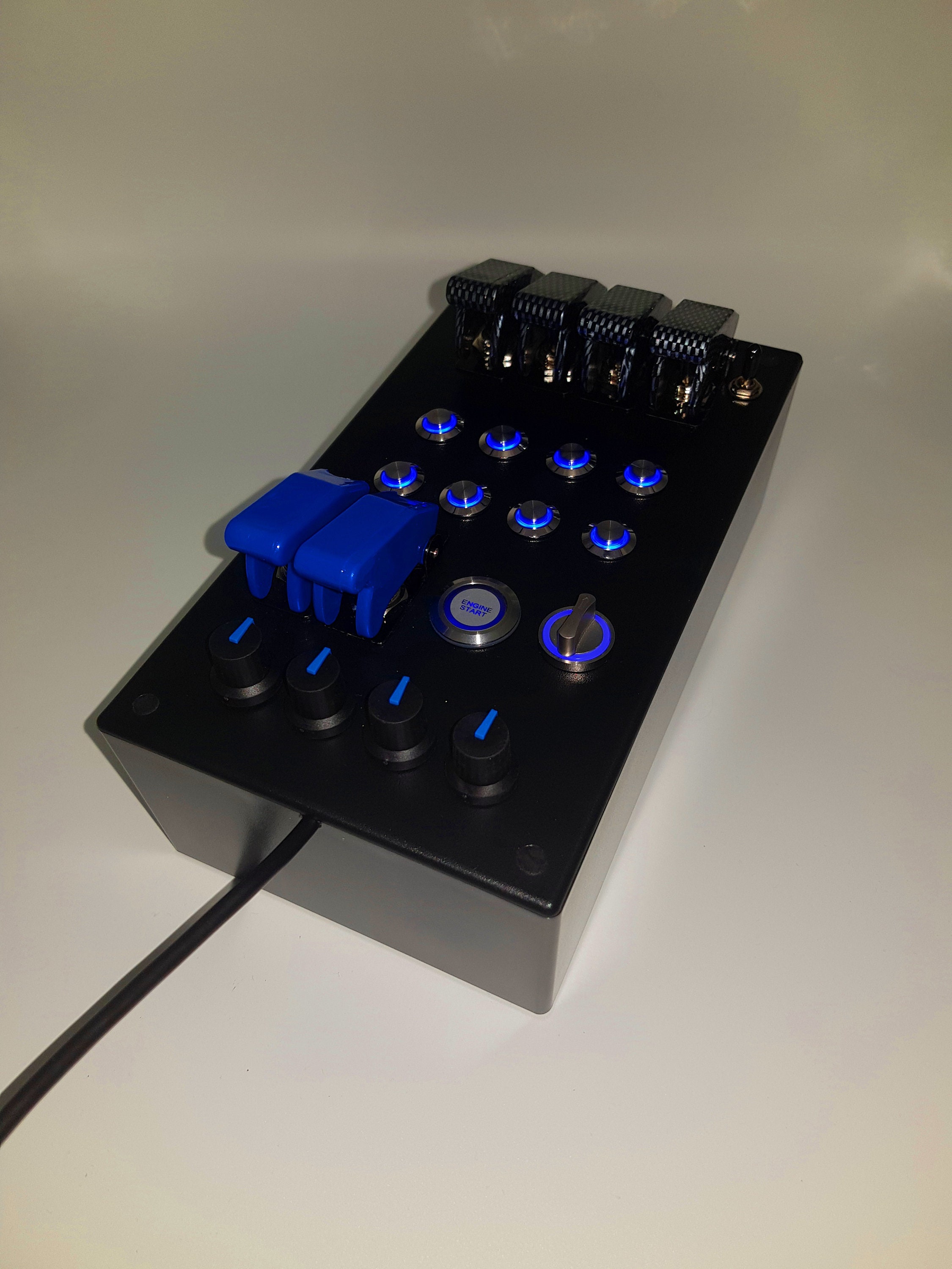 PC USB Button Box 29 Functions Back Lit Blue Sim Racing 