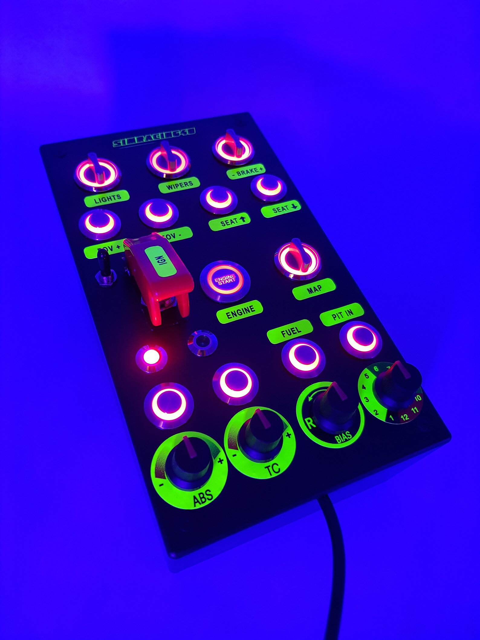 PC USB 30 Functions Button Box With Neon Labels Sheet for Simracing - Etsy