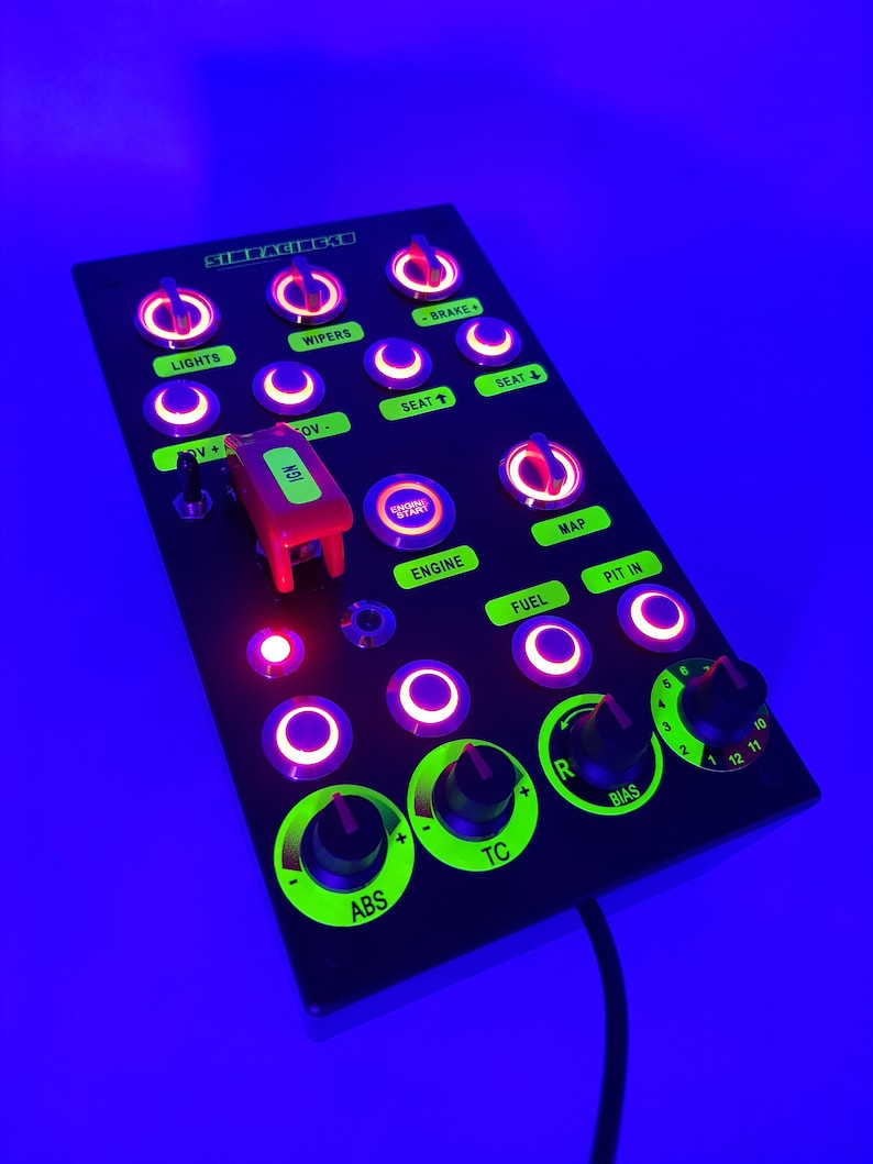 PC USB 30 Functions Button Box With Neon Labels Sheet for - Etsy