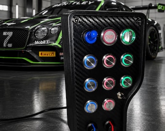 Pc Usb button box 3D printed carbon style 18 functions back-lit Red, blue & green for Sim Racing