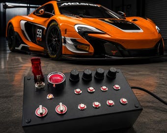 PC USB 26 function all metallic buttons back lit Red Button Box sim racing