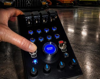 PC USB 27 function push Button Box back lit Blue for simracing