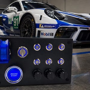 PC 19 functions push usb Button Box Blue or Red back lit buttons, start engine, rotary back lit selector for sim racing