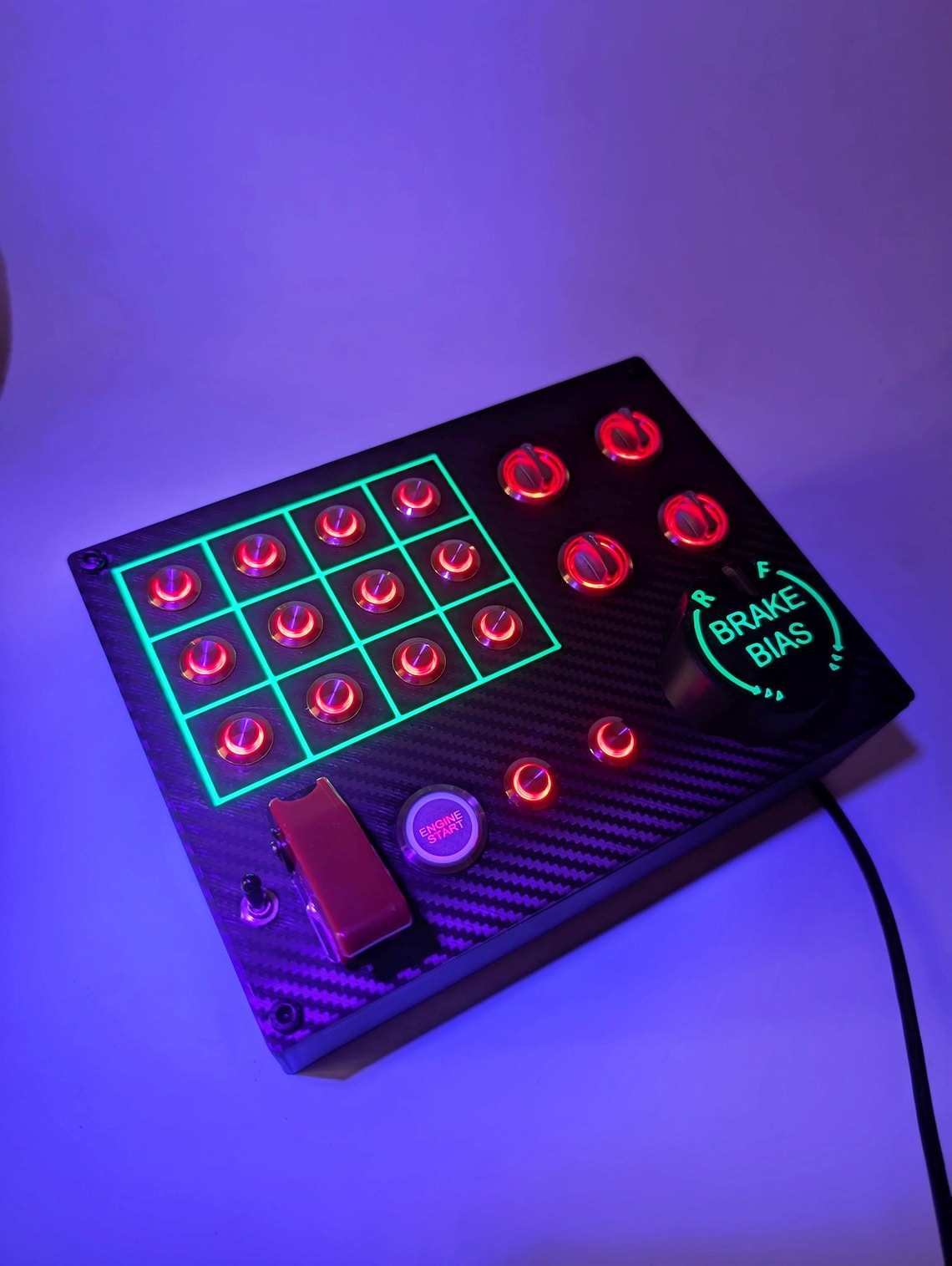 Pc Usb Button Pc Usb Button Box 3D Printed Carbon Style With Neon Squares 26 ...