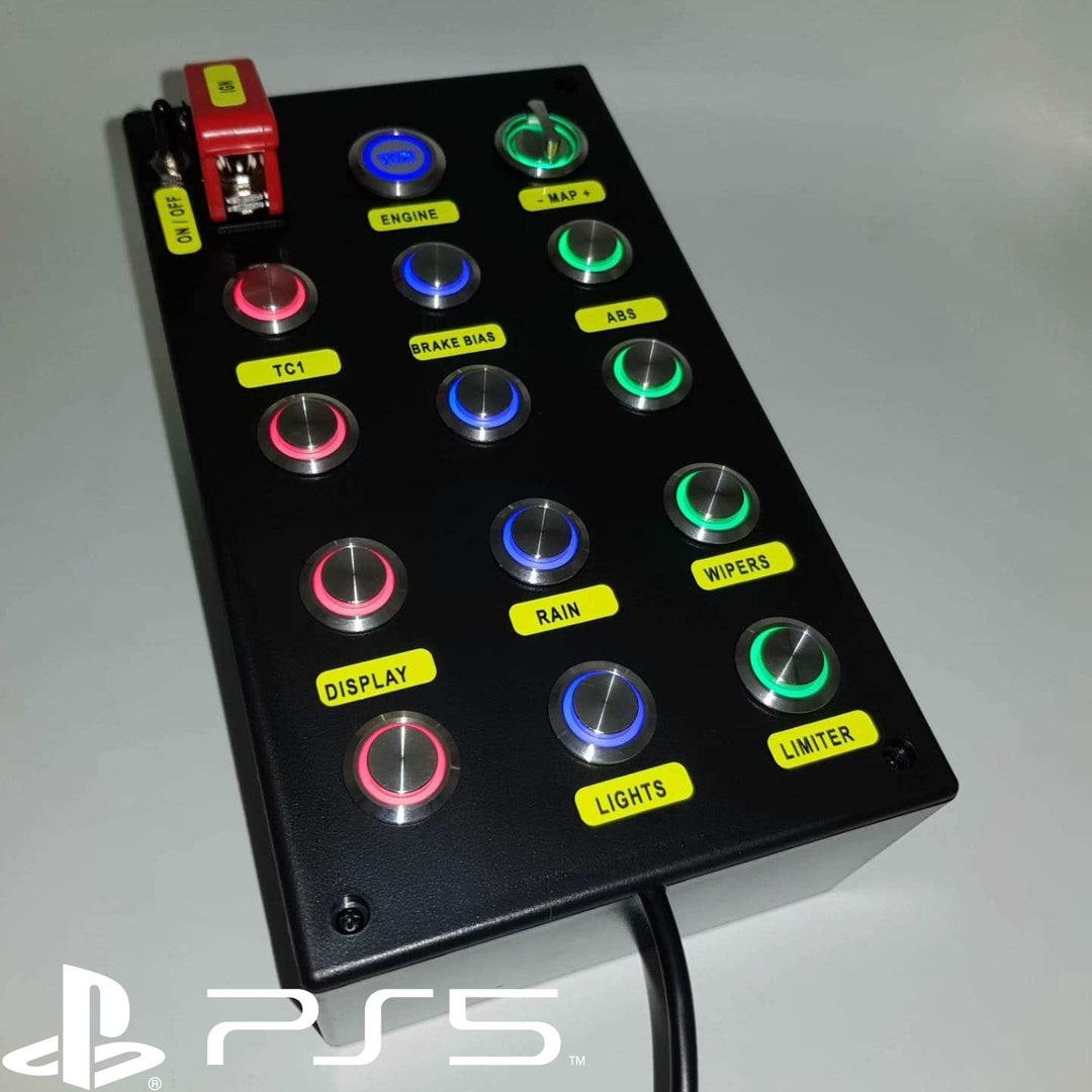 Ps5 Assetto Corsa Competizione Usb Button Box 16 Functions Back-lit RED