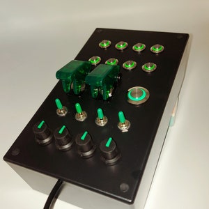 PC USB Button box 27 function metallic back lit Green for flight simulator
