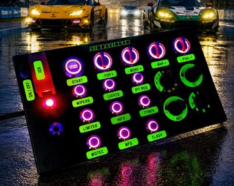 PC USB 31 functions button box for Simracing  all backlit buttons + Neon Labels sheet