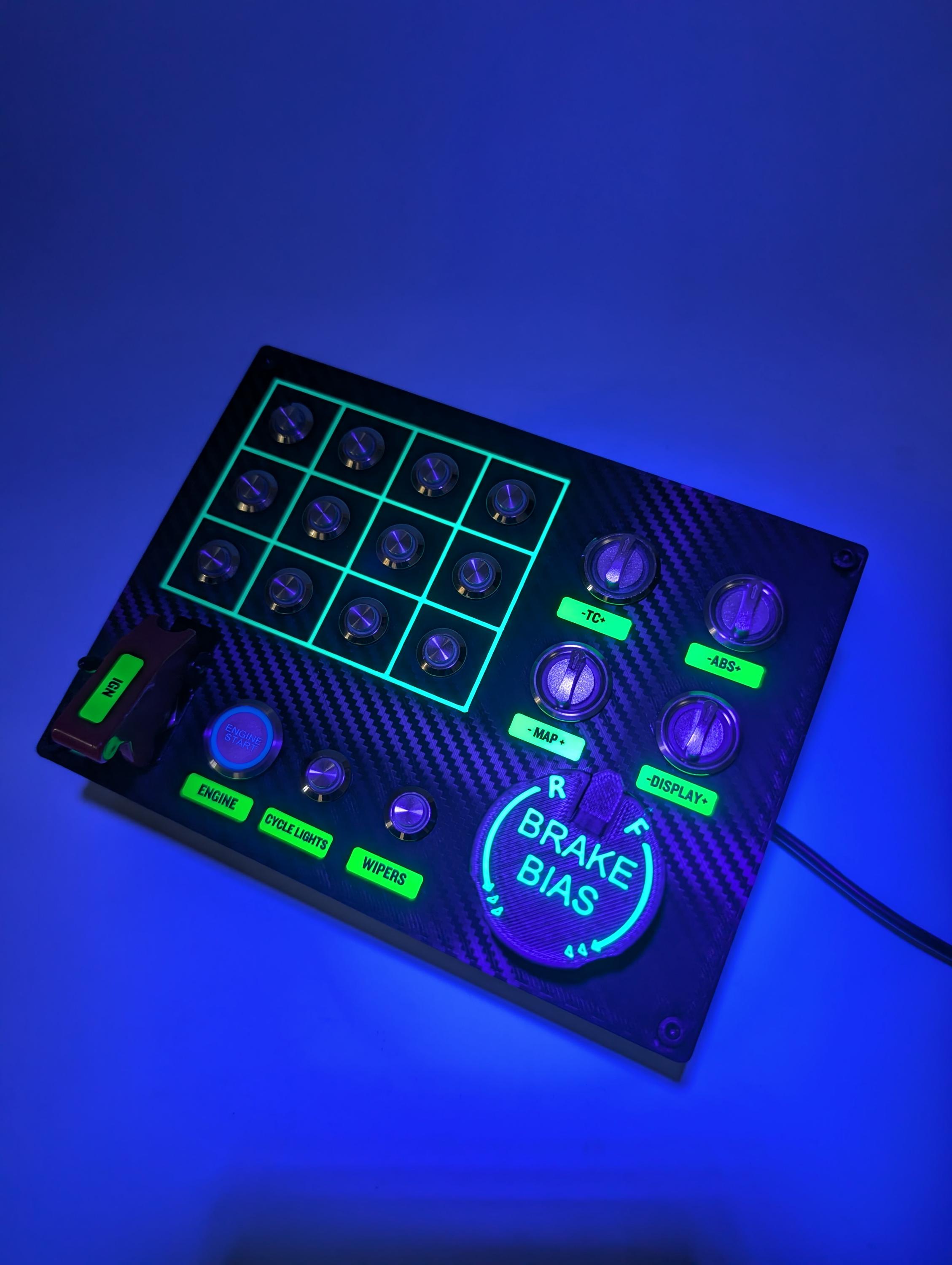 Pc Usb Button Box 3D Printed Carbon Style With Neon Squares 26 ...