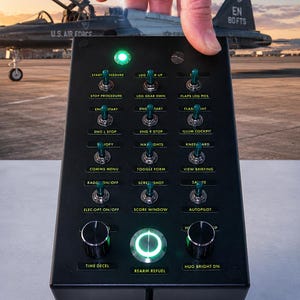 Pc USB button box 29 functions for DCS including labels sheet, 12 toggles with silicone covers, back-lit button and encoders