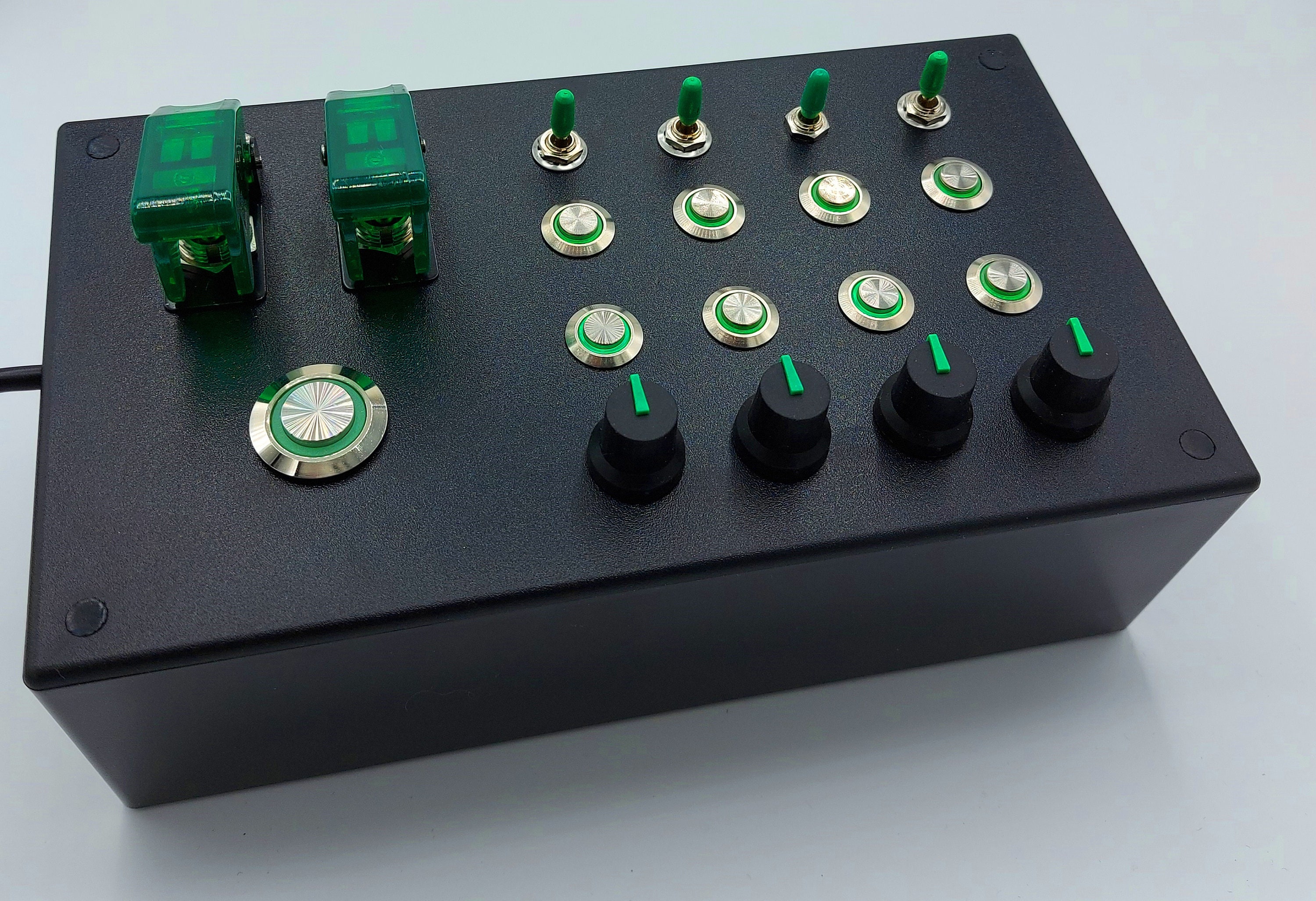 PC USB Button Box 31 Function Metallic Back Lit Green for Flight ...